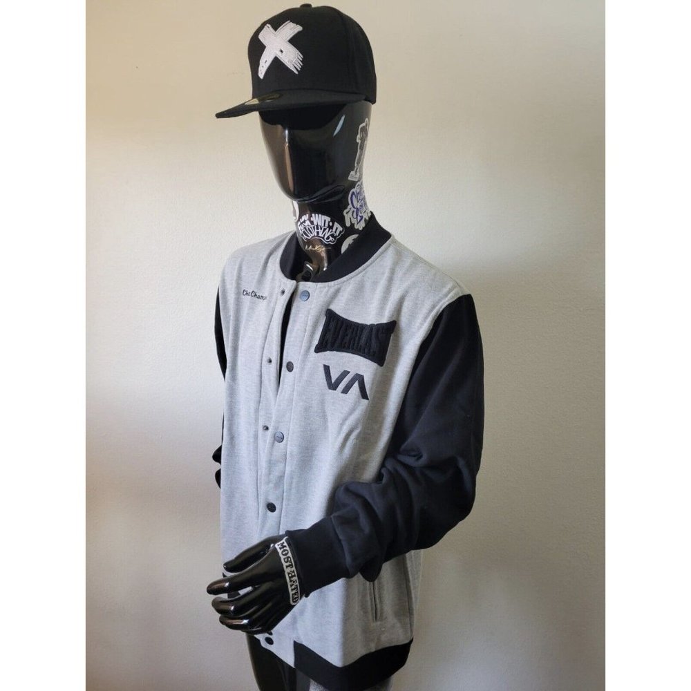 New NWT RVCA Men's Everlast Stadium Jacket Color Gray Size M